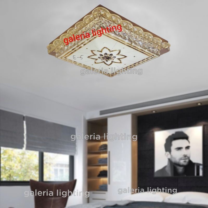 Lampu plafon LED kristal kotak dekorasi kamar tidur tipe 1063/50cm