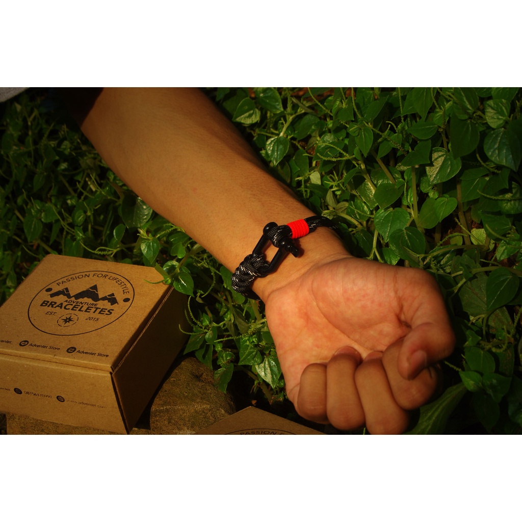 Gelang Pria Keren Cowok Laki Tali Paracord 4mm Survival Bracelet Nautical Shackle Premium Murah