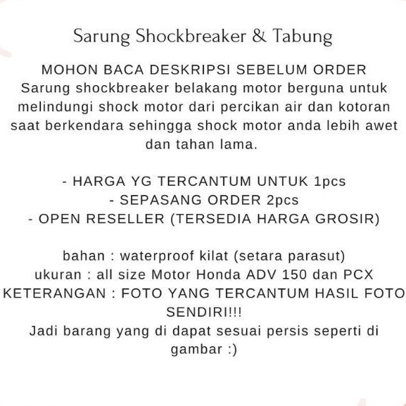 Sarung shockbreaker pcx 160/Cover shockbreaker 160 sarung shock pcx 160