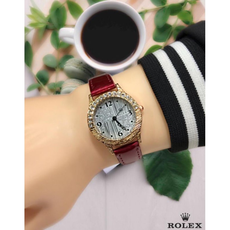 jam tangan Rolex tali kulit cewek wanita