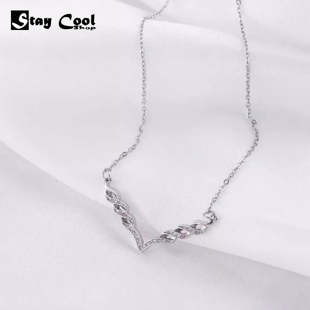 Kalung Fuji Titanium Asli Anti Karat Wanita Ori / Kalung Titanium Aurel Asli Impor / Kalung titanium Cewek Model baru