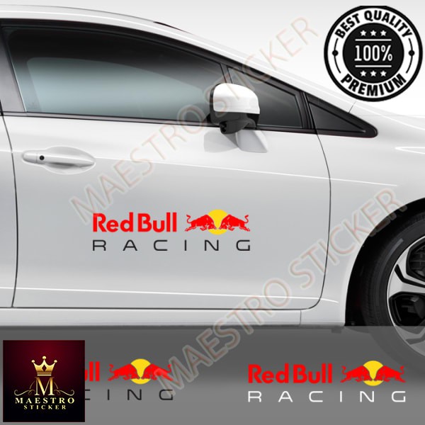 Sticker Red Bull Racing 60 cm Pintu Kaca Mobil Racing Stiker Cutting