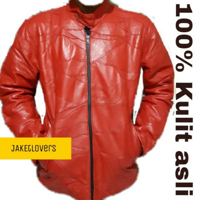 PREMIUM Jaket Kulit Casual Elegan Pria Asli Kulit Domba jaket kulit motif sambunganJaket Kulit domba