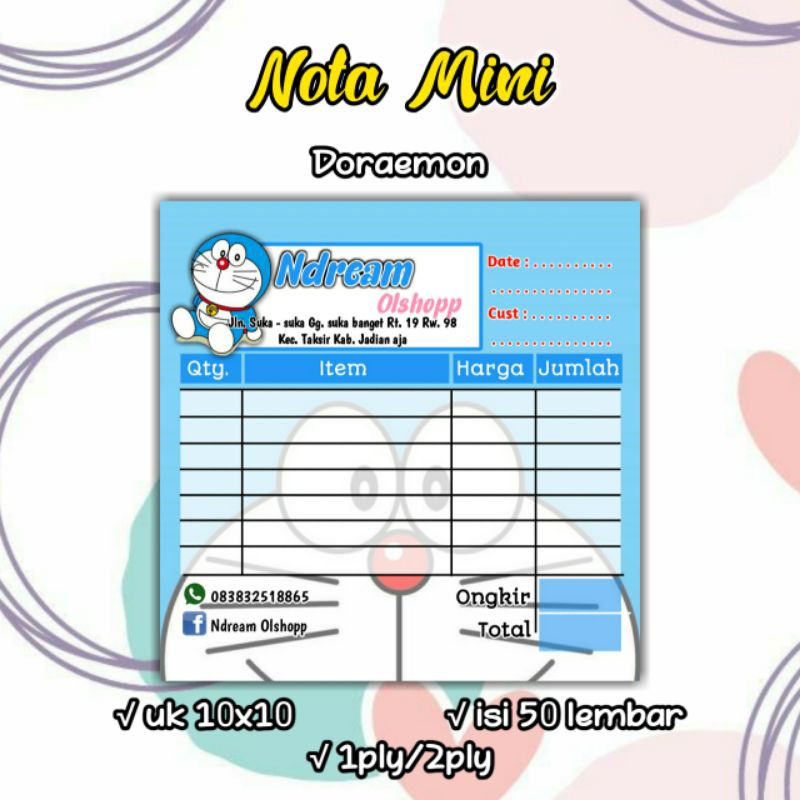 

NOTA ONLINE SHOP MOTIF DORAEMON