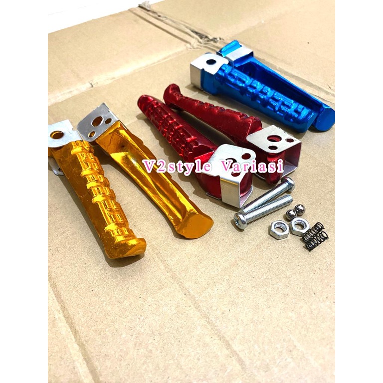 SET KANAN KIRI STEP BELAKANG VIXION NEW OLD PIJAKAN KAKI JAGUNG BELAKANG SET KANCING PER BAUT BOSHING PNP VIXION BARU LAMA VIXION NVL NVA MX LOKAL GOLD MERAH BIRU CHROME SILVER INJAKAN KAKI BELAKANG FULL SET PNP VIXION