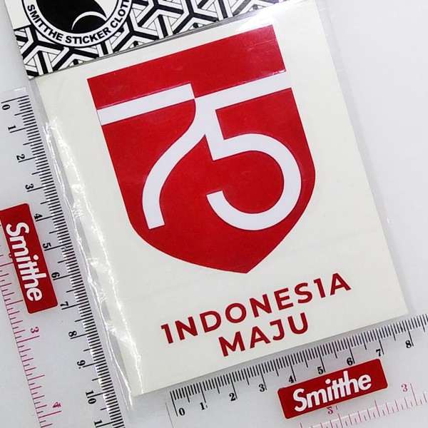 Stiker 75 Tahun Indonesia Logo 2W HUT RI Cutting Sticker untuk aksesoris Mobil Motor