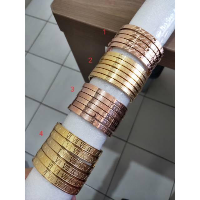 gelang impor wanita bahan titanium emas fashion promo ga luntur murah