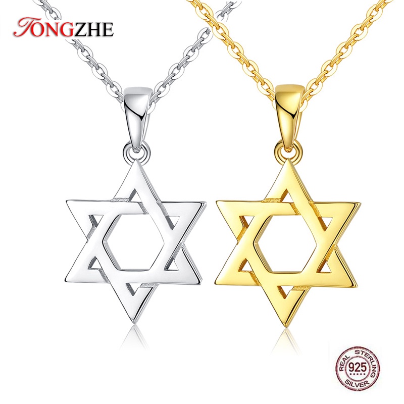 TONGZHE Collare Magen Star Of David Pendant 925 Sterling Silver Israel Chain Necklace Women Judaica