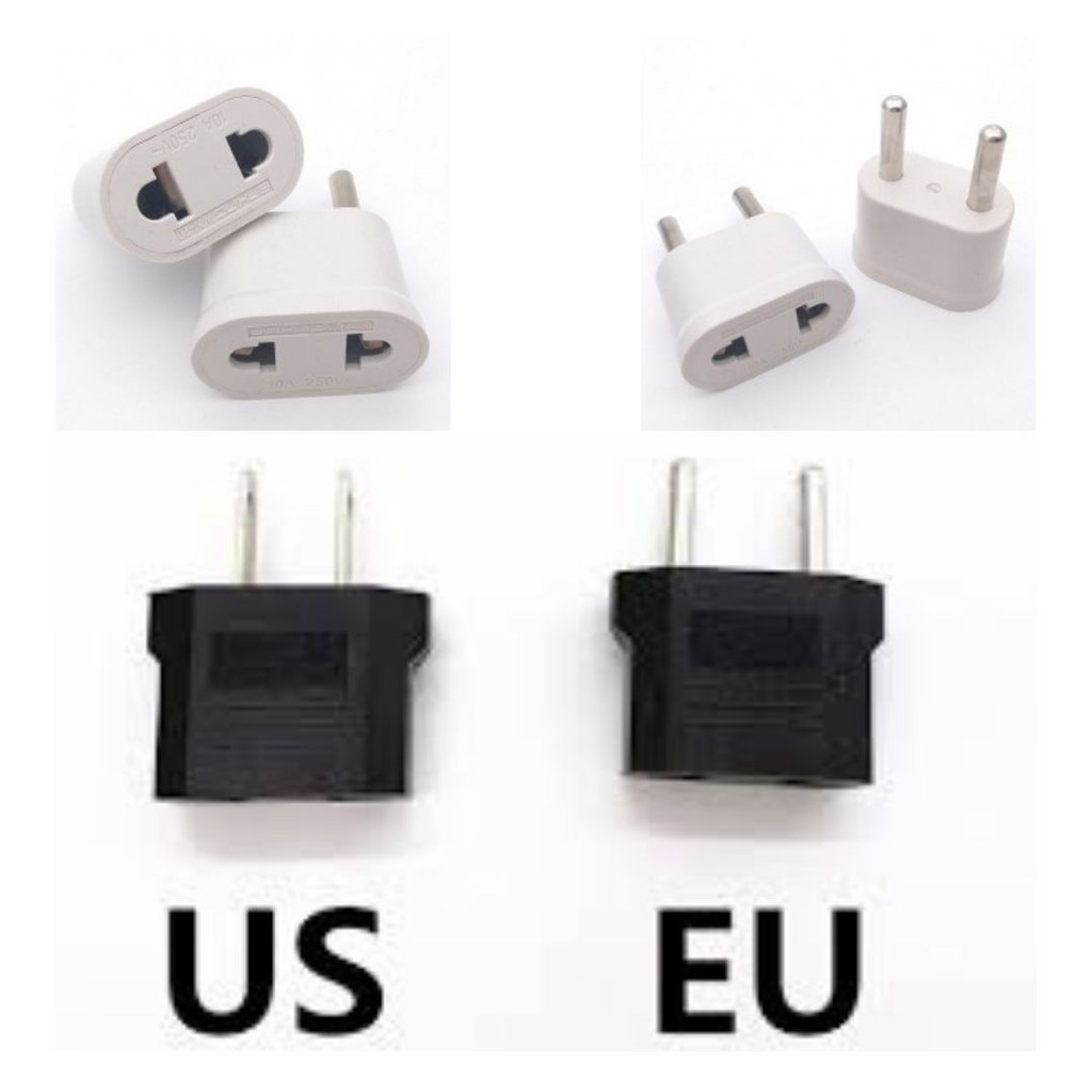 Kabel Colokan Steker Gepeng Ke Bulat Konverter US To EU Travel 111108