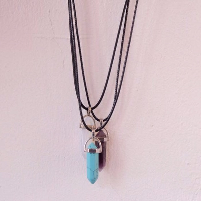 Gemstone Moonstone Crystal Necklace/ Kalung Pendulum Batu Alam Kristal