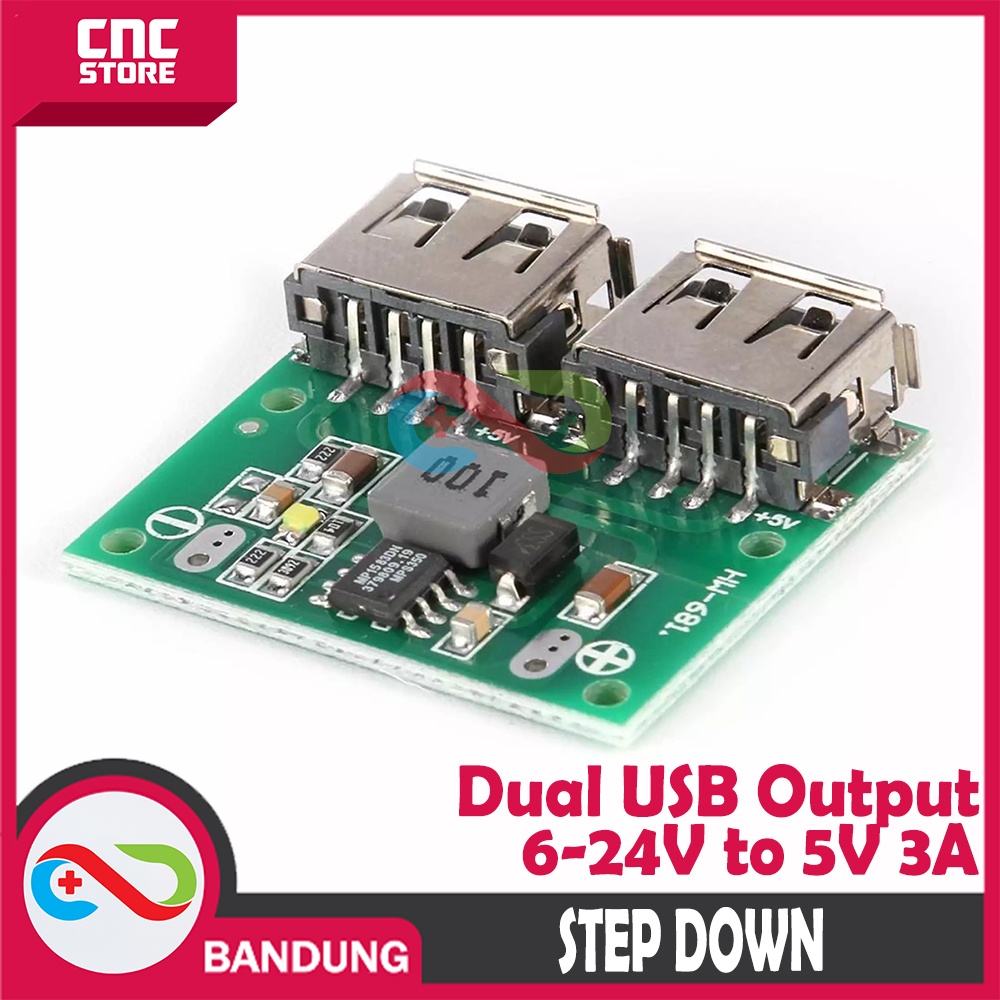 STEP DOWN DC DC 9V - 24V TO 5V 3A DUAL USB OUTPUT CHARGING MODULE