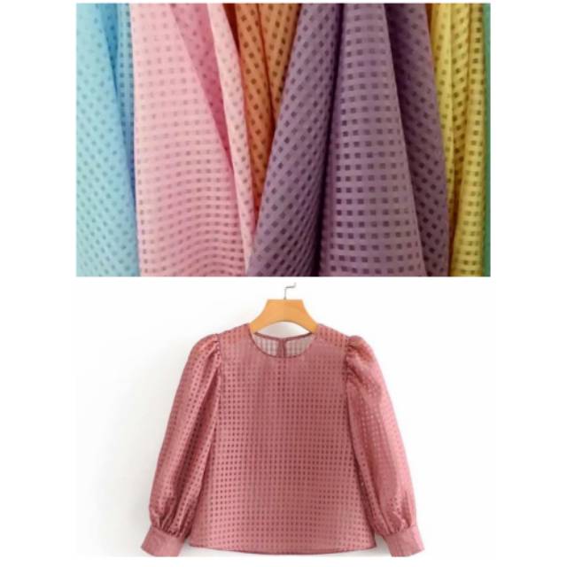 Kain Organza Motif Kotak