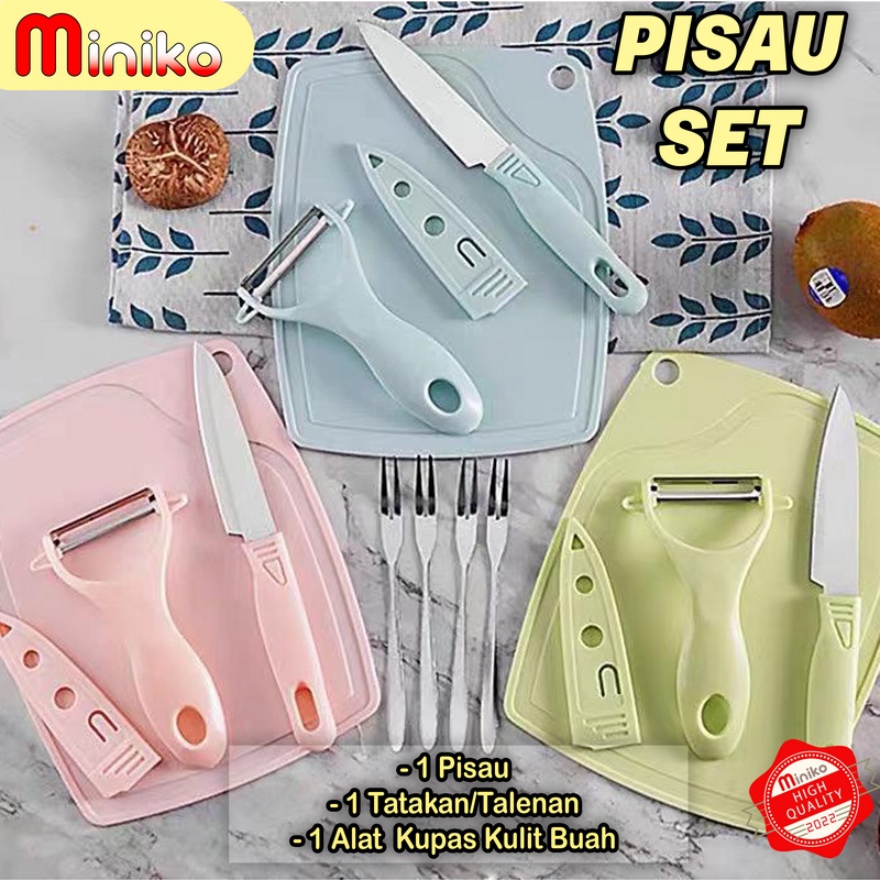 Pisau Set Dapur 4 in 1/Pisau Set Talenan Gunting 4 in 1