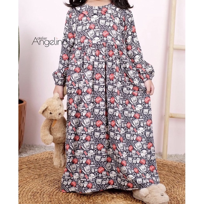 prelove atelier angelina little sarah dress baseball black size 2-4 tahun