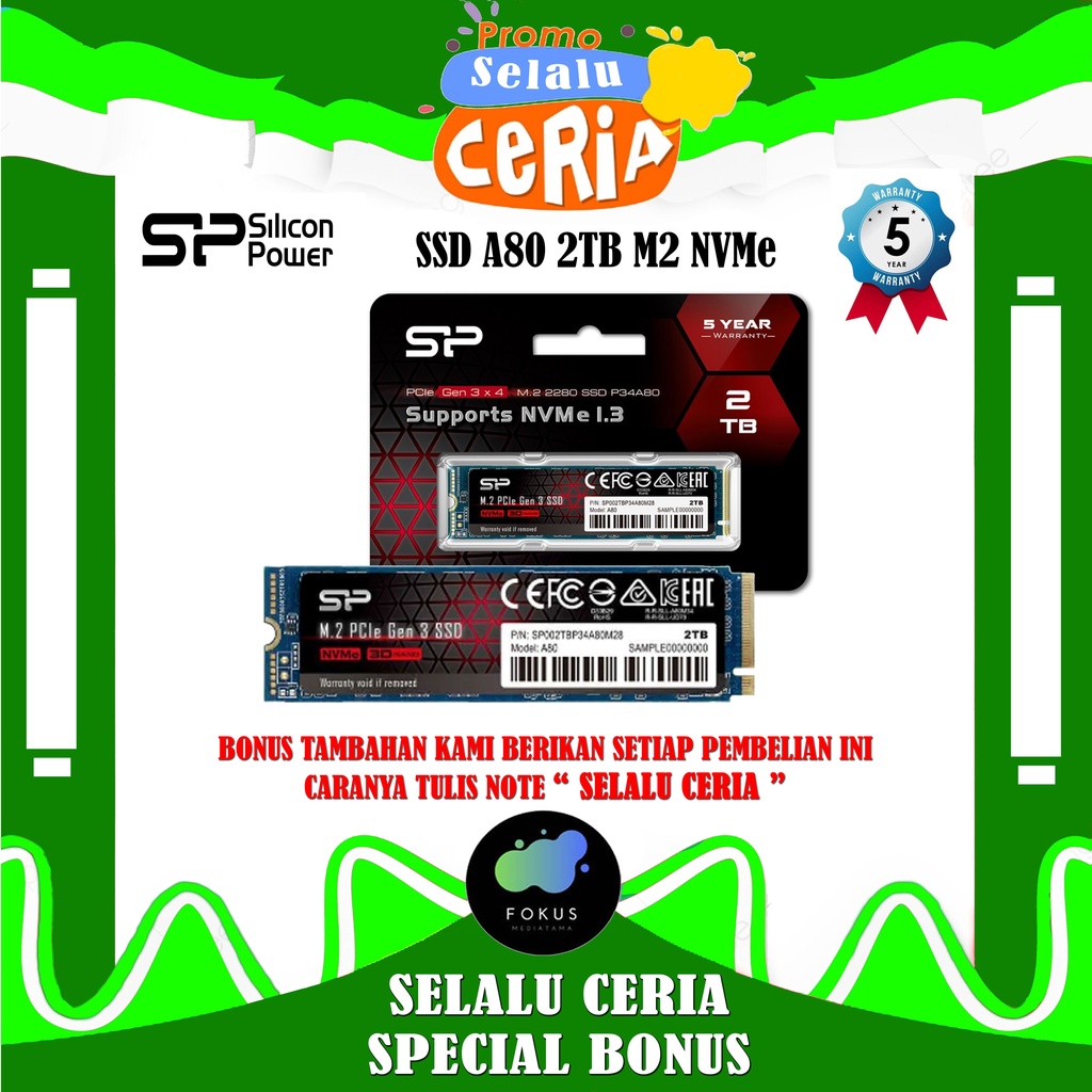 SSD Silicon Power A80 2TB M.2 NVMe 2280 PCIe Gen3x4