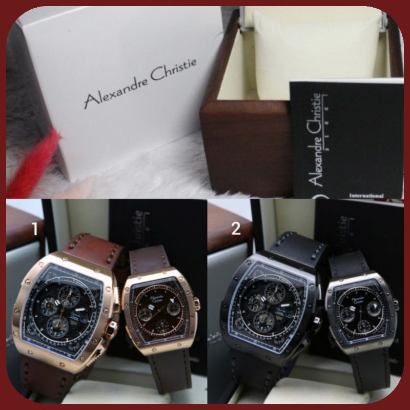 Jam Tangan Couple Alexandre Christie Ac 6411 Leather Strap Couple