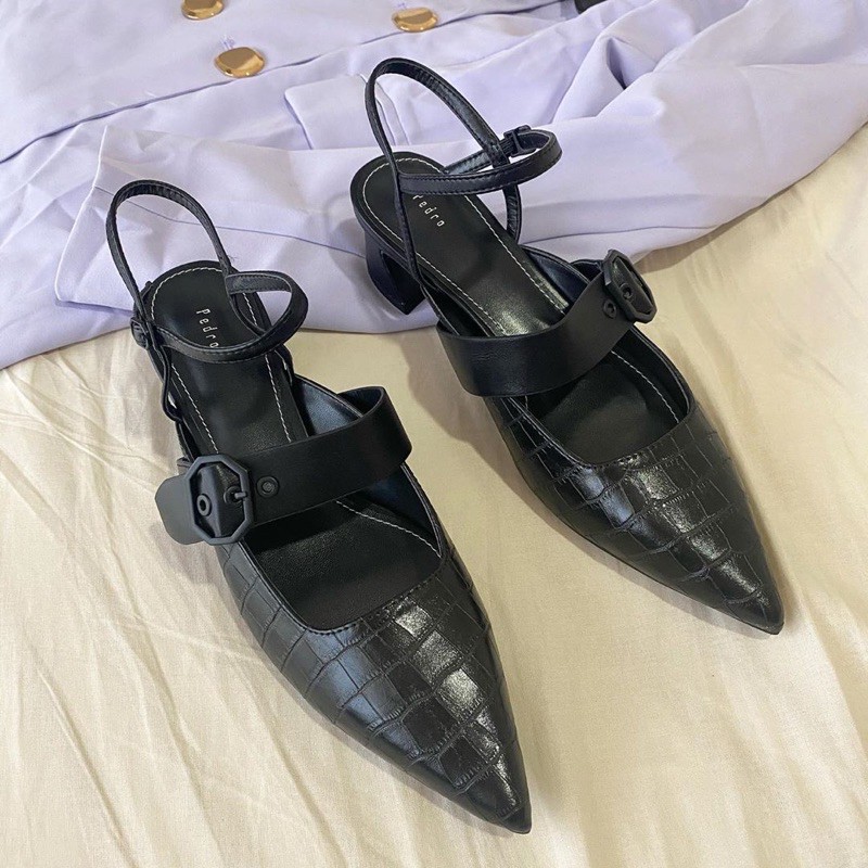 Sepatu Sandal Heels Croc-Effect Pedro