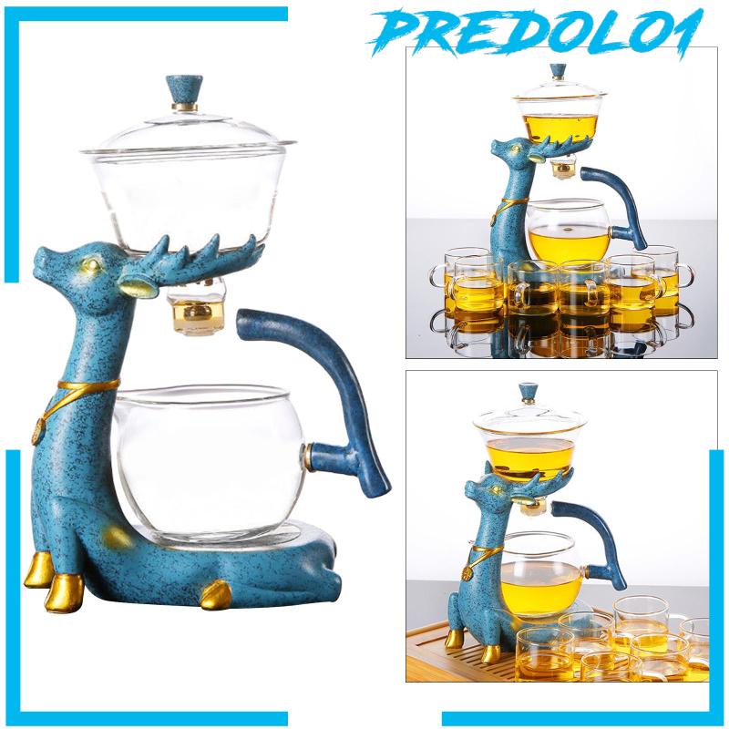 [PREDOLO1] Glass Automatic Lazy Tea Set Magnetic Rotating Bowl Teapot for Home