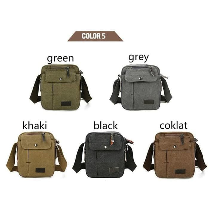 [500gr] LT- [ LR205 ] Tas selempang kanvas pria Sling bag Tas slempang cowok LR205