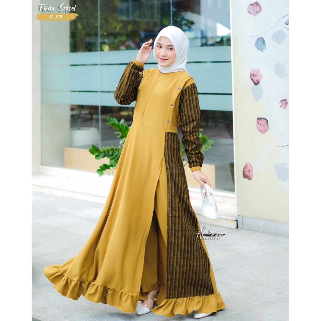 Set celana ori Al-Faro/Firda set celana wanita Motif Salur