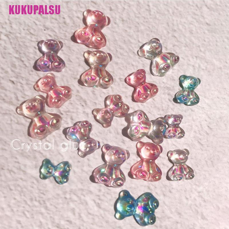 (Full) 6pcs Hiasan Kuku 3d Bentuk Beruang 3 Ukuran Untuk Nail Art