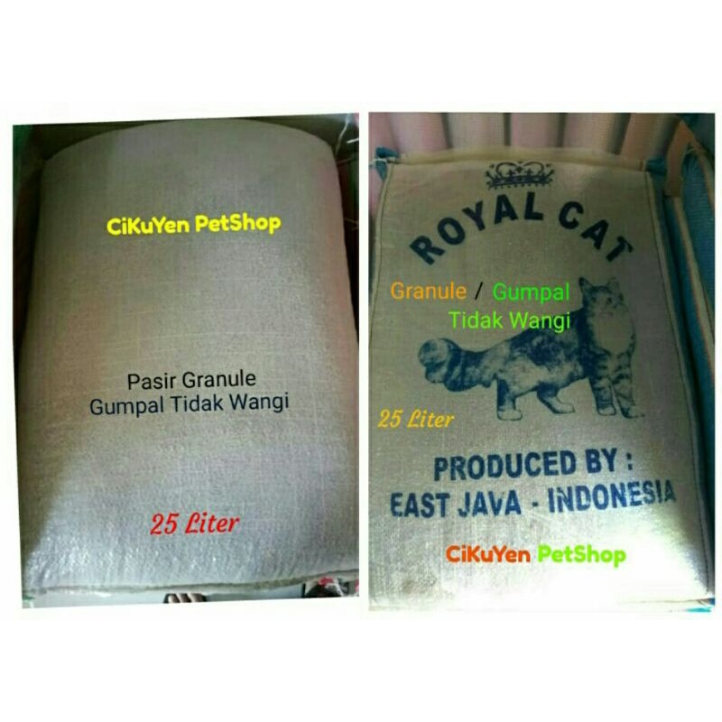 Pasir Kucing Granule / Gumpal (Tidak Wangi) 1 Karung = 25 Liter