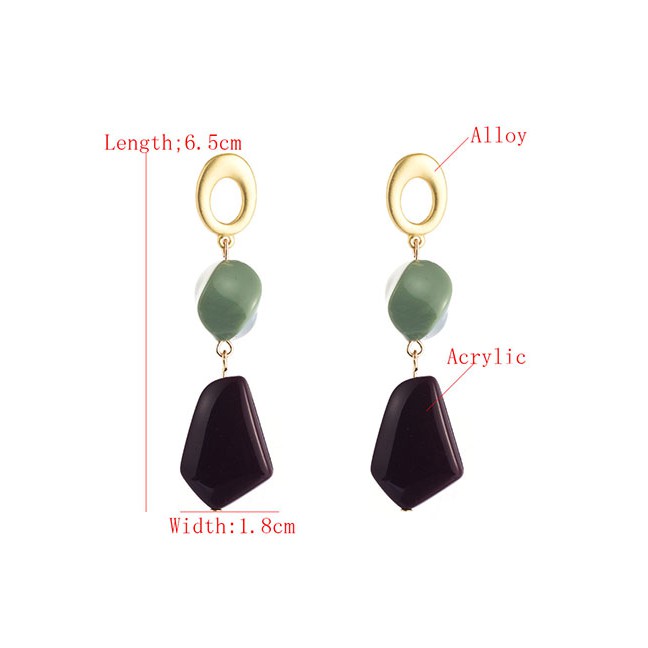 LRC Anting Tusuk Fashion Multi-layer Acrylic Long Fringed Contrast Earrings D94374