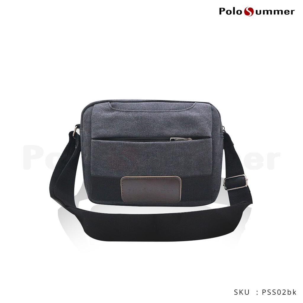 Polo Summer Troy Canvas Shoulder Bag - Black - Tas slempang