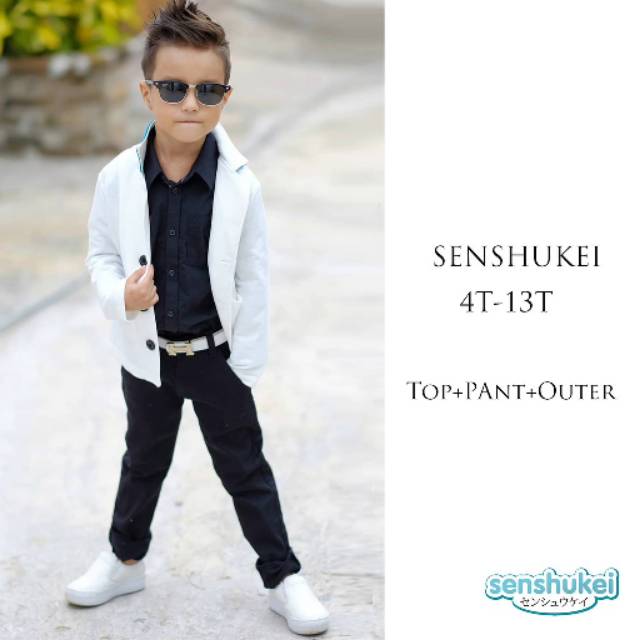 Setelan anak laki2 formal jas putih 4-13T
