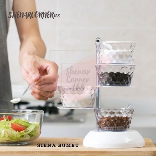 SHENAR TEMPAT BUMBU CRYSTAL 4 SUSUN PUTAR / CRYSTAL ROTARY SEASONING BOX 4 IN 1 / KOTAK BUMBU DAPUR, SHENARCORNER168