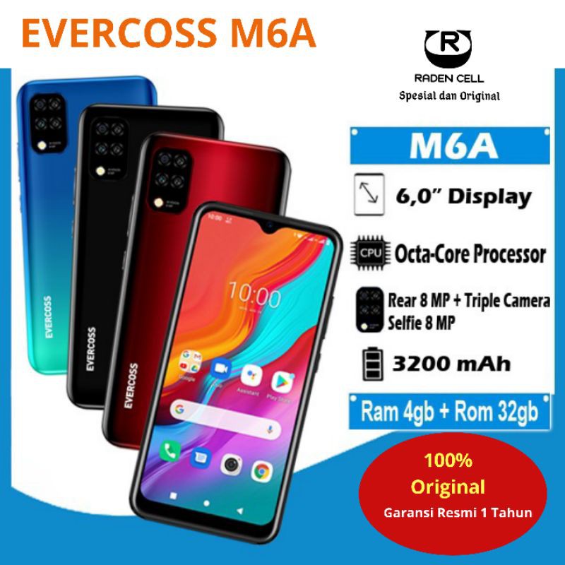 Evercoss M6A Ram 4/32 GB HP Android 4G LTE Murah Handphone