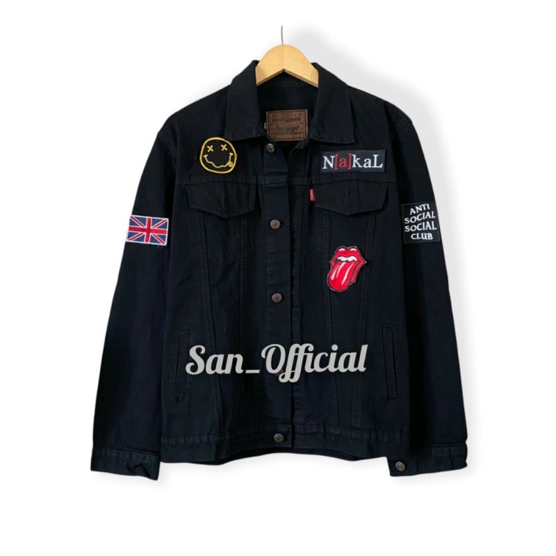 JAKET DENIM Keren / JAKET JEANS Pria Keren MURAH Kualitas Premium PATCH Sudah Terpasang (Bisa COD)-HITAM NAKAL