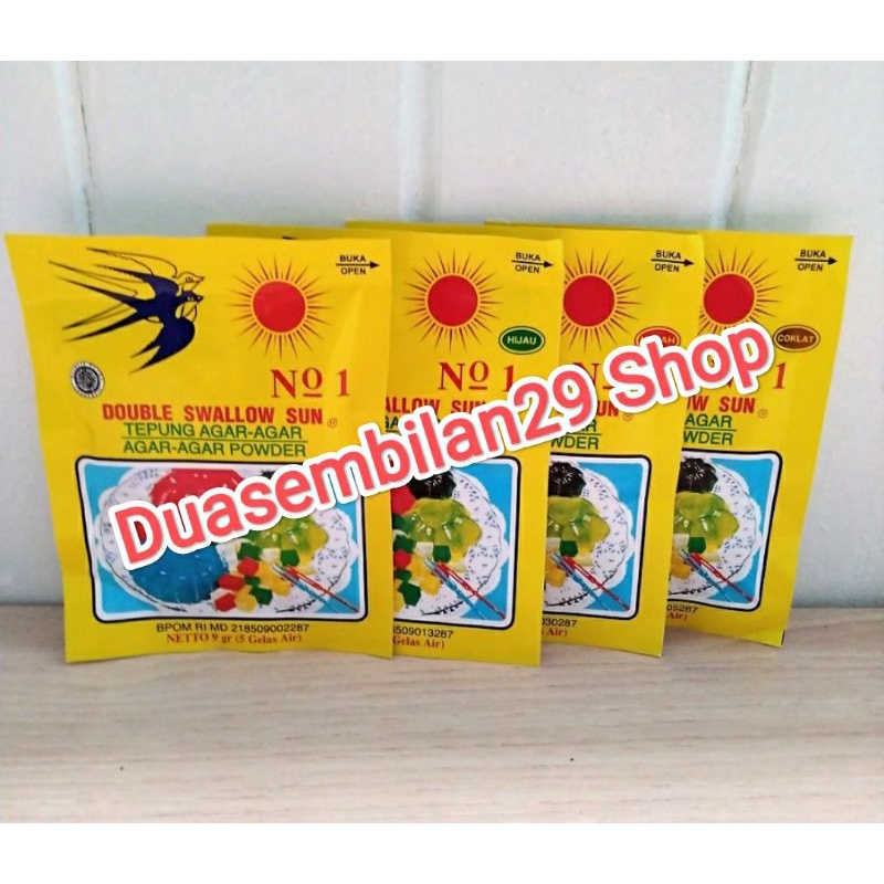 tepung agar agar powder swallow globe &amp; double swallow sun 7 gram