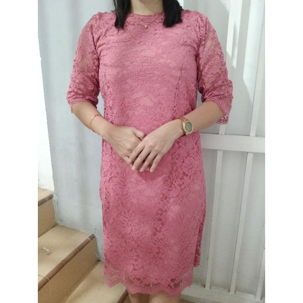 SALE... SALE... SALE DRESS bahan brokat lengan lurus