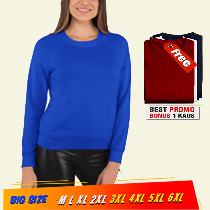 Sweater Wanita Hijab Biru Benhur Polos Big Size M L XL XXL XXXL XXXXL XXXXXL Jaket Sweater Wanita Switer Jumbo Deep Blue