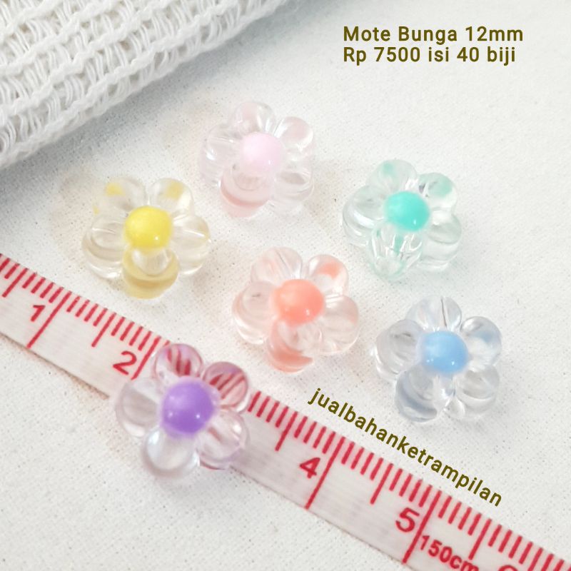 35 biji Manik Mote 12mm Manik Bunga Clear Mote Isi / Bahan Aksesoris Strap Masker / Meronce Mainan Anak Perempuan