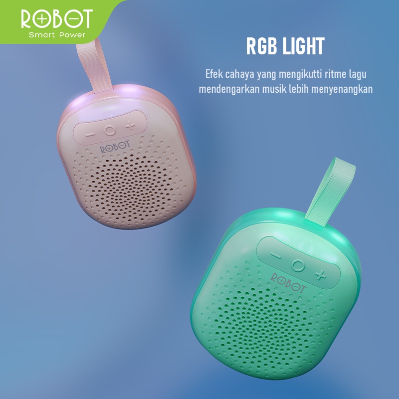 PROMO ROBOT TWS Speaker Bluetooth 5.1 Mini Portable RB20 With RGB Light Pink/Blue - Garansi Resmi 1 Tahun