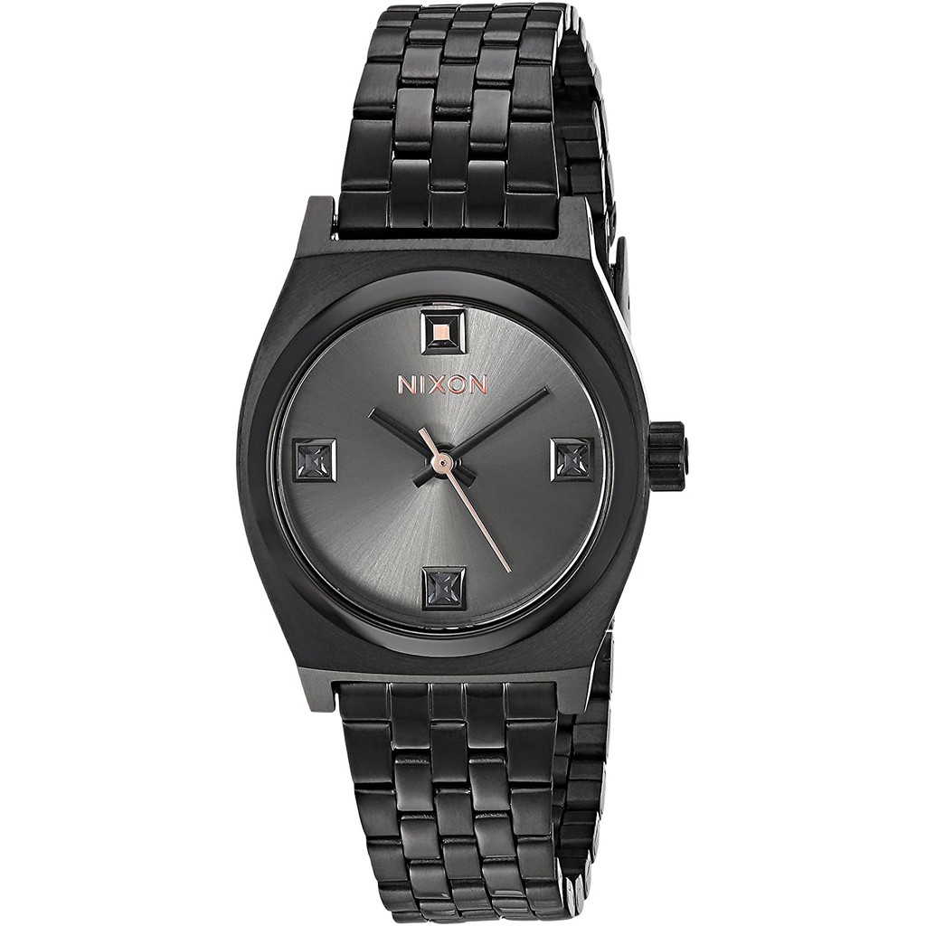 Nixon - Women's A3992525-00 Small Time Teller Analog Display Quartz Black Watch - Jam Tangan