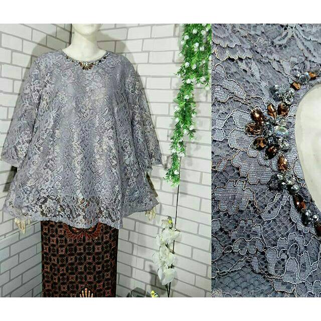 kebaya brukat LD 140 cm LD 148 cm / kebaya ld 124 cm / kebaya jumbo abu