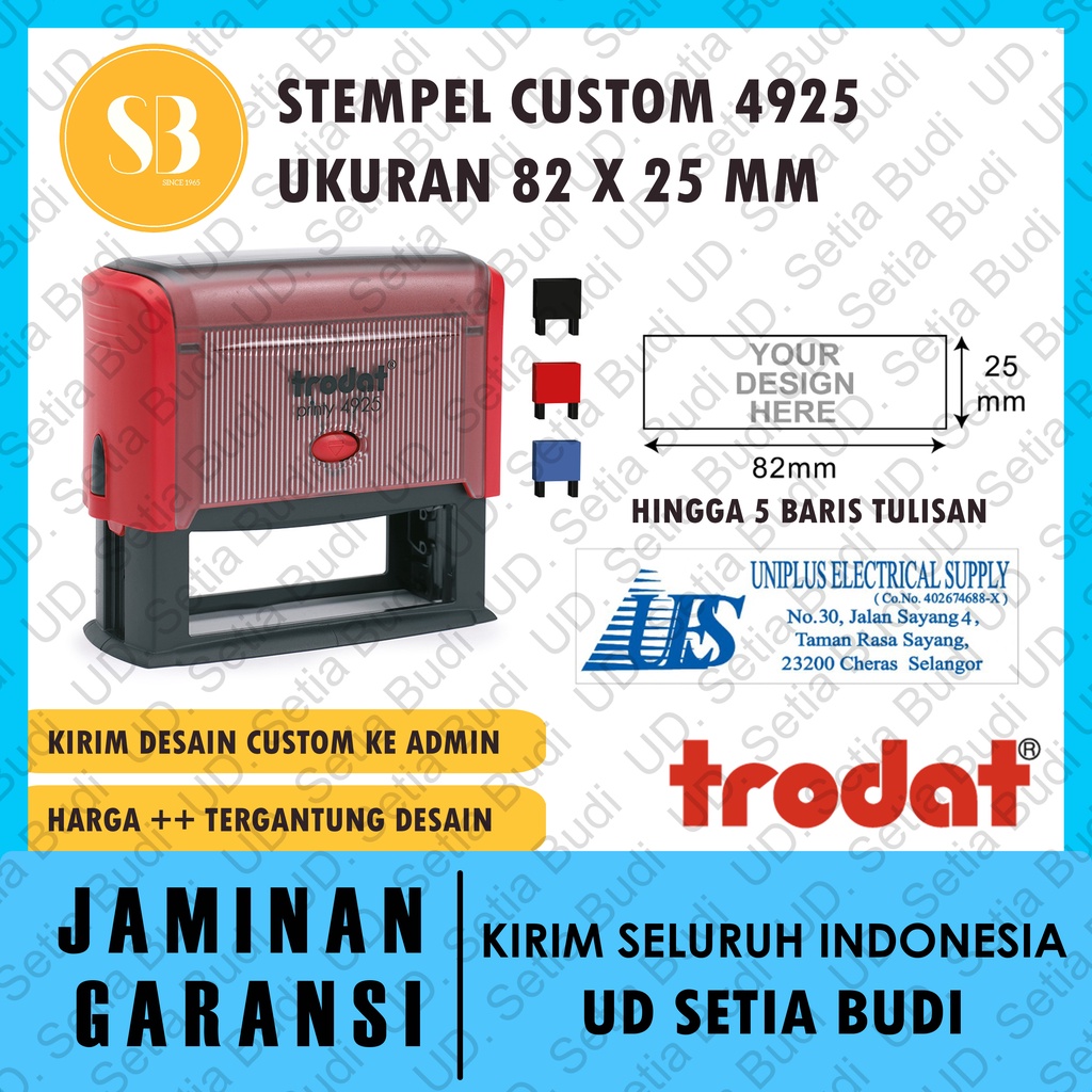 Stempel Trodat Printy Custom 4925 ukuran 82 x 25 mm