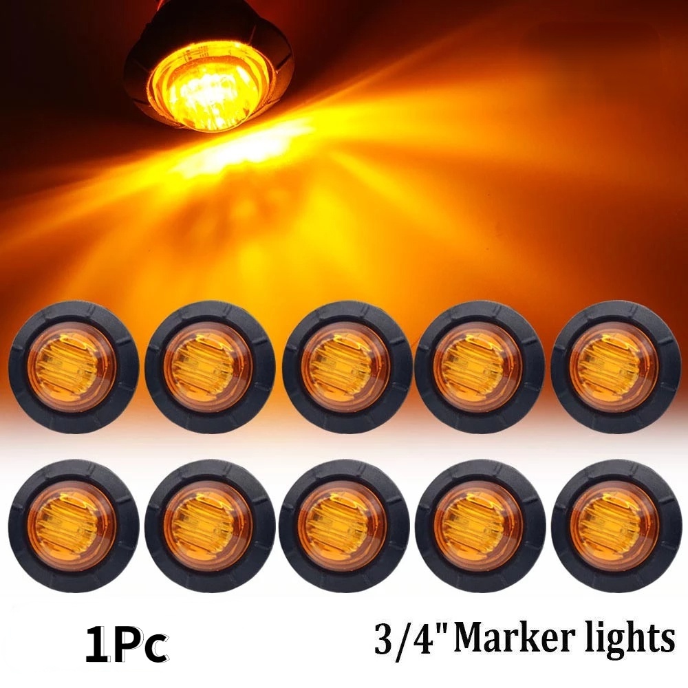 1pc Lampu Sein 3-led 12v / 24v Bentuk Bulat Warna Kuning / Putih / Merah Untuk Truk