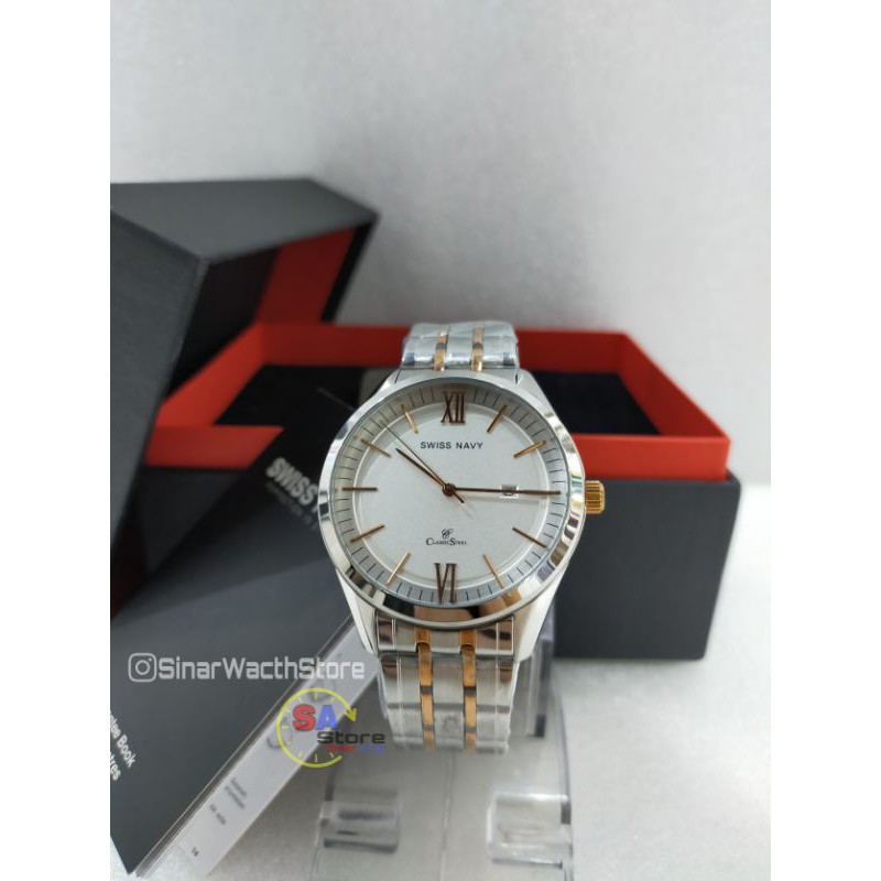 ( ORIGINAL ) Swiss Navy SN-6813 Jam tangan Stainless Steels Pria / Swiss / SN 6813