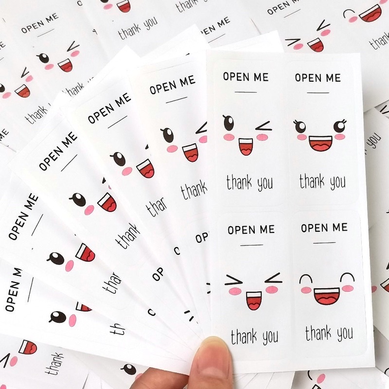 [25Pcs/Pack] Sticker Label Segel Open Me Thank You Emoticon / Stiker Pengiriman Online Shop