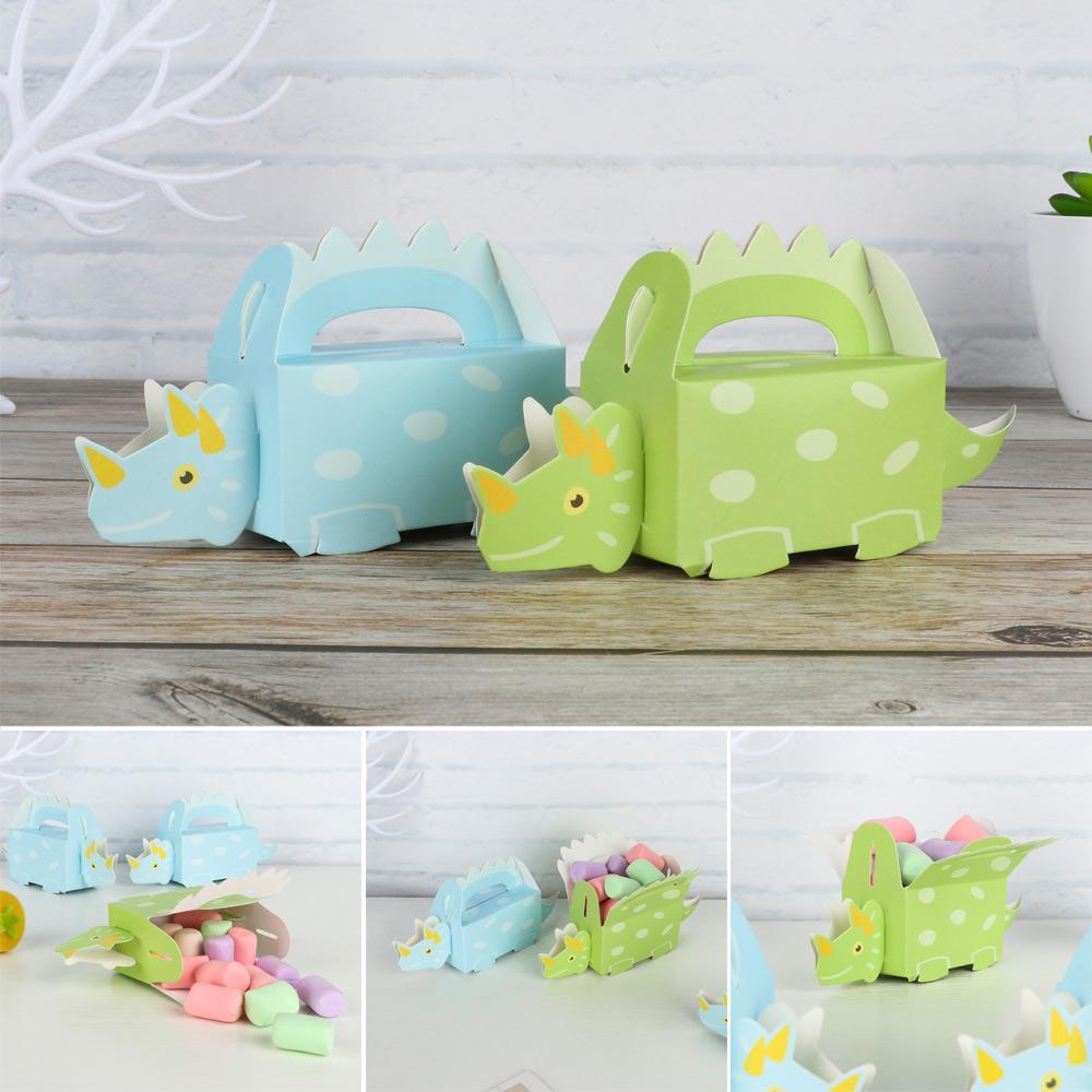 Solighter 10pcs Dinosaurus Cookie Box DIY Paper Box Kotak Hadiah Pesta Ulang Tahun Anak