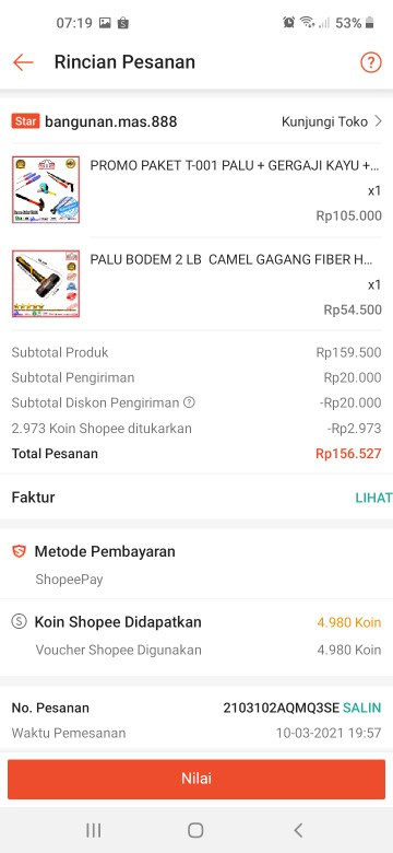 Promo Paket T-001 Palu + Gergaji Kayu + Gegep +obeng Bb +meteran