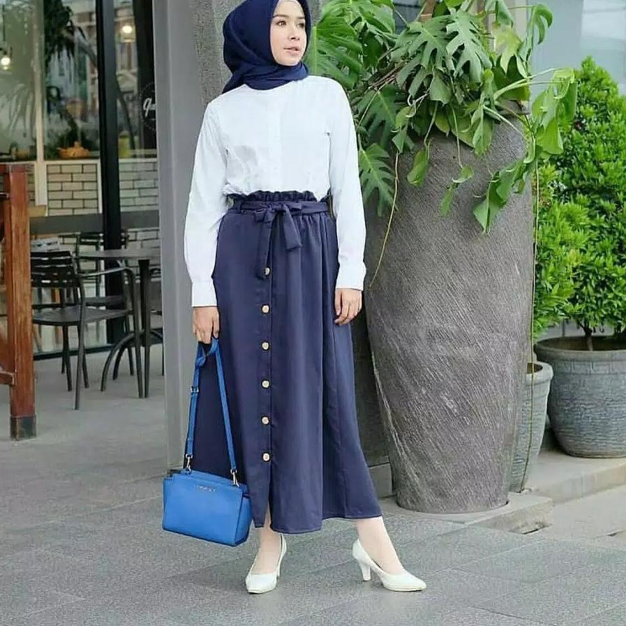 Paylater✅ Rok panjang skirt / rok panjang dengan kancing bahan moscrepe untuk dewasa | TERPOPULER | 