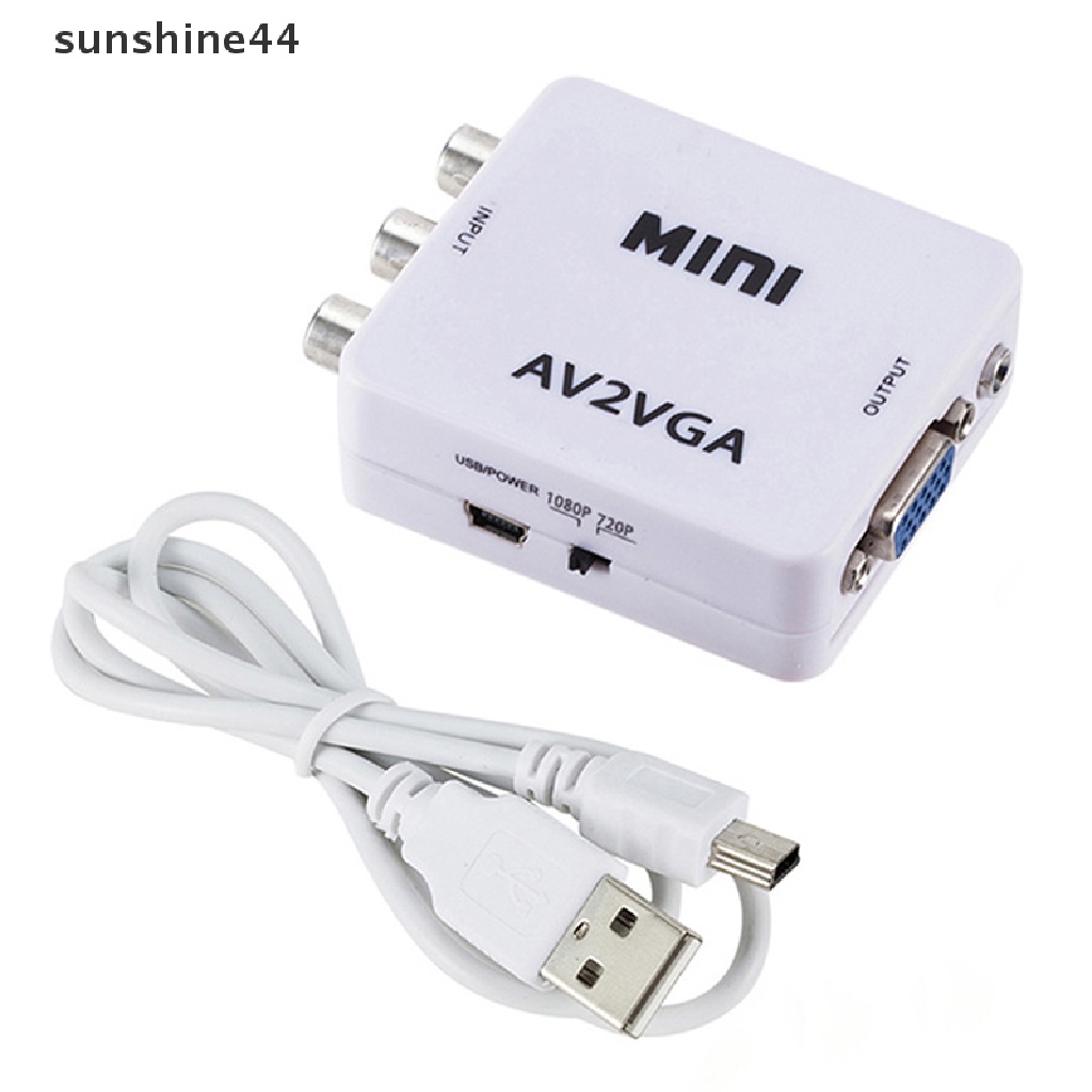 Sunshine Kotak Switch Konverter AV RCA Ke VGA HD 1080P Untuk TV