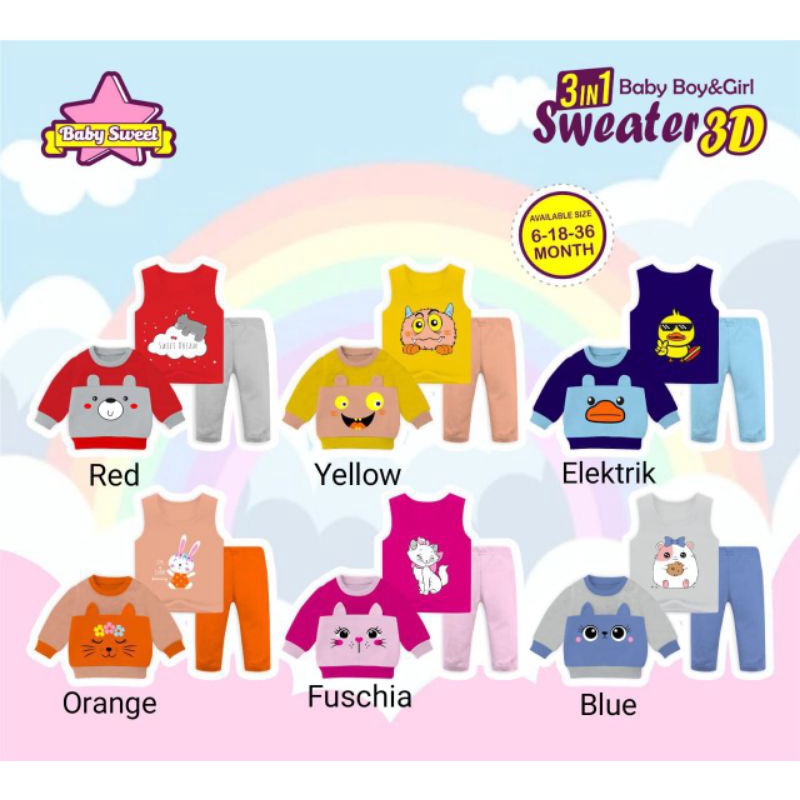 Afsheenastore Sweater Anak 3D 3in1 By Baby Sweet