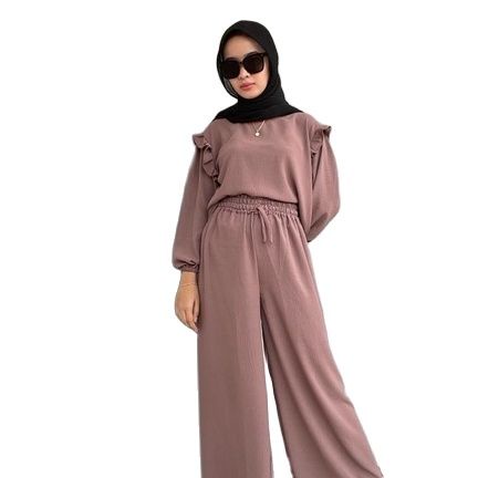 ZASKIYA - RUBY SET | SETELAN KULOT CREPE | OOTD WANITA MUSLIM TERKINI | SETELAN BLOUSE &amp; CELANA KULOT