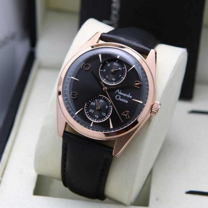 JAM TANGAN ALEXANDRE CHRISTIE AC 6579 ROSEGOLD BLACK PRIA. ORIGINAL